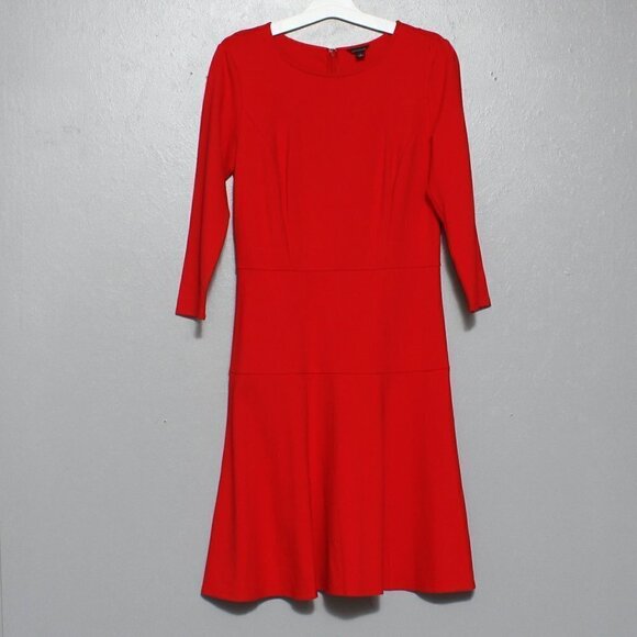 Ann Taylor Dresses & Skirts - Ann Taylor red rayon blend crop sleeve fitted dress